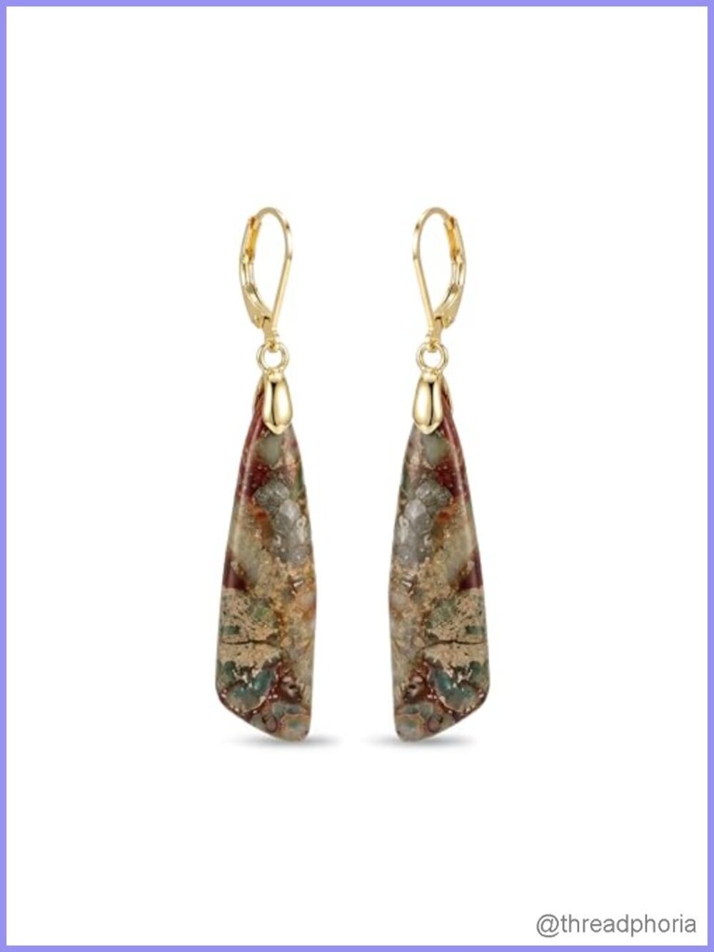 Natural Healing Stone Dangle Earrings 14K Gold Plated Boho Drop Earrings for
